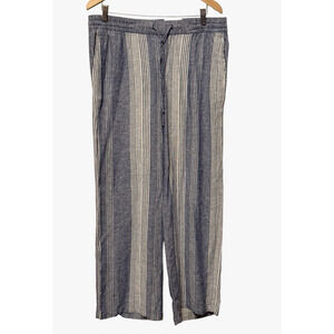 Old Navy Linen Blend Wide Leg Pants Womens Size Large High Waisted Striped NWT
